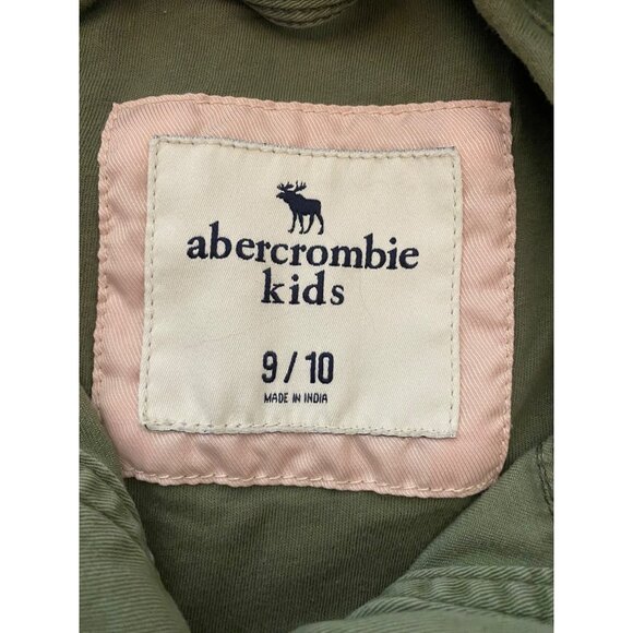 Abercrombie Kids Hooded Jacket With Patches Army Green Size 9/10 - Picture 3 of 11